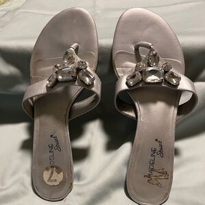 Women’s Madeline Stuart  7M silver jeweled thong sandals